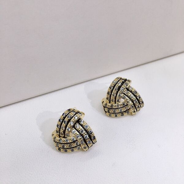 

14K Gold Plated Zircon Decor Intertwined Stud Earrings