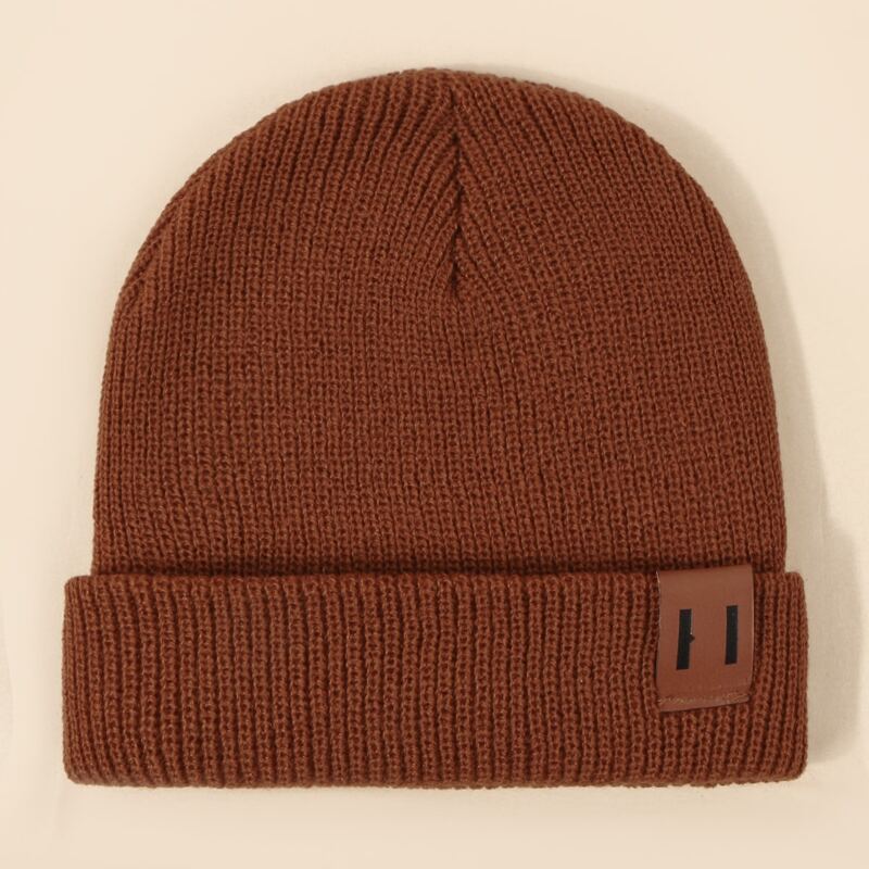 

Graphic Label Decor Knit Beanie, Orange