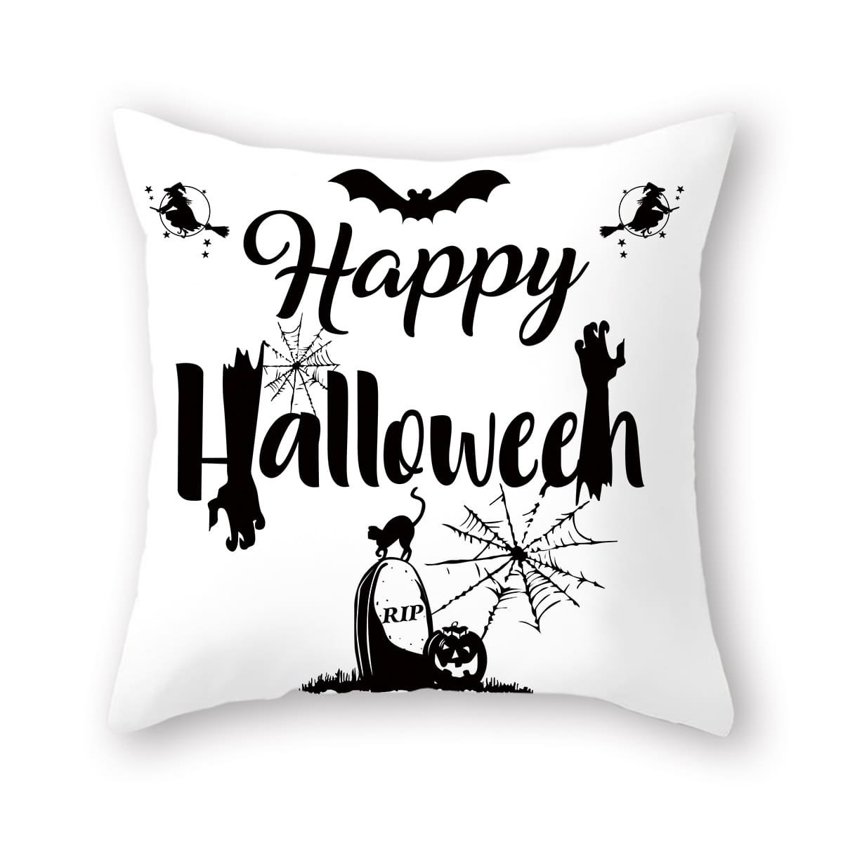 

Halloween Pattern Cushion Cover Without Filler, Black and white