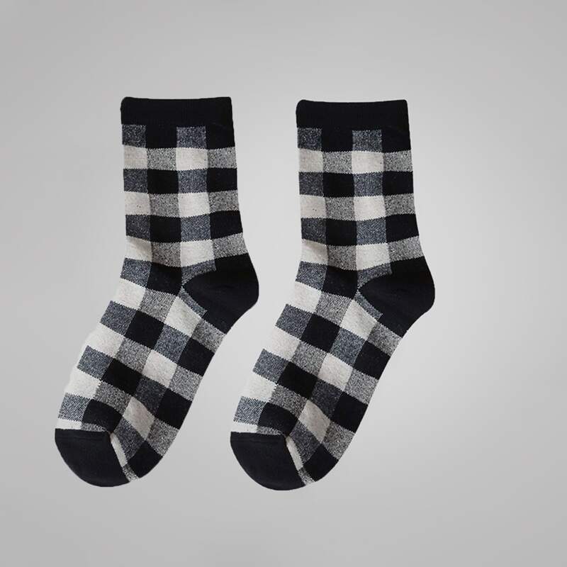 

Plaid Crew Socks, Black
