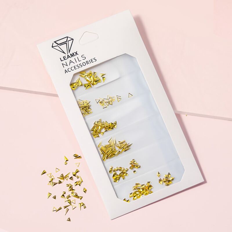 

1pack Geometric Shaped Nail Art Decoration, Gold
