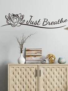 Slogan Graphic Wall Sticker - Black - View 1