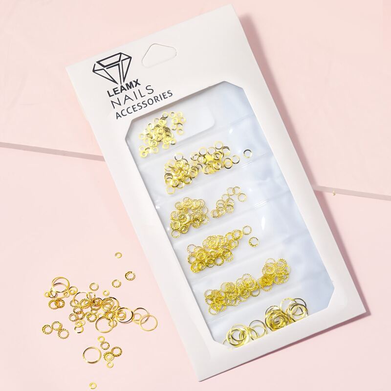 

1pack Round Shaped Nail Art Decoration, Gold