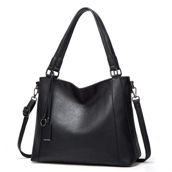 

Minimalist Textured Tote Bag, Black