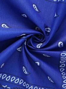 1pc Paisley Pattern Bandana Stylish Neckerchief Rave Outfits Festivals Bandana,Hair Band,Head Band Ideal For Dressing Up Your Look - Royal Blue - View 5