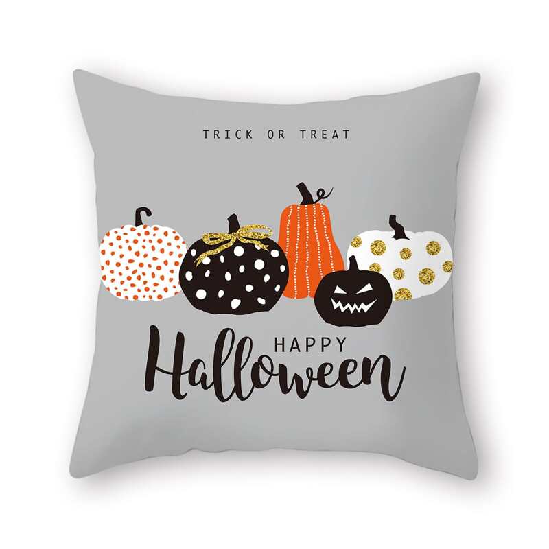 

Halloween Pumpkin Print Cushion Cover Without Filler, Multicolor