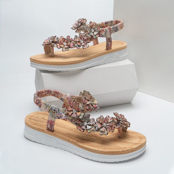 

Floral Decor Thong Slingback Flatform Sandals, Multicolor
