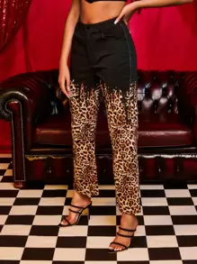 SHEIN Unity 豹紋印花斜口袋高腰長褲 - 彩色 - 查看 5