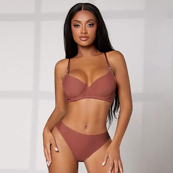 

Solid Underwire Bra, Rust brown
