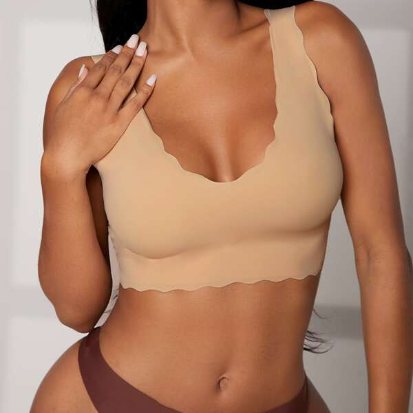 

Scallop Trim No Show Bralette, Apricot