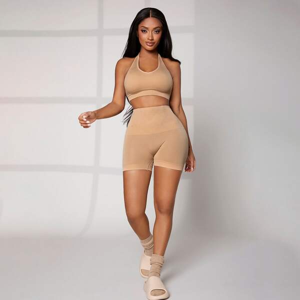 

High Waisted Shapewear Shorts, Apricot
