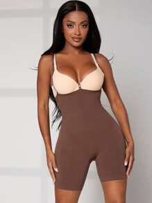 Shorts faja unicolor - Café integral - Ver 4