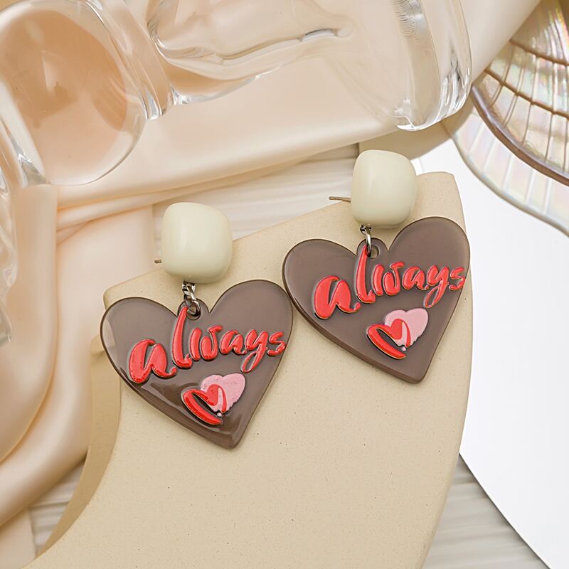 

Heart Decor Earrings, Multicolor