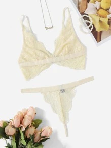 SHEIN Lace Detail Lingerie Set - White - View 1