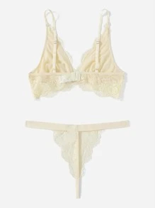 SHEIN Lace Detail Lingerie Set - White - View 2