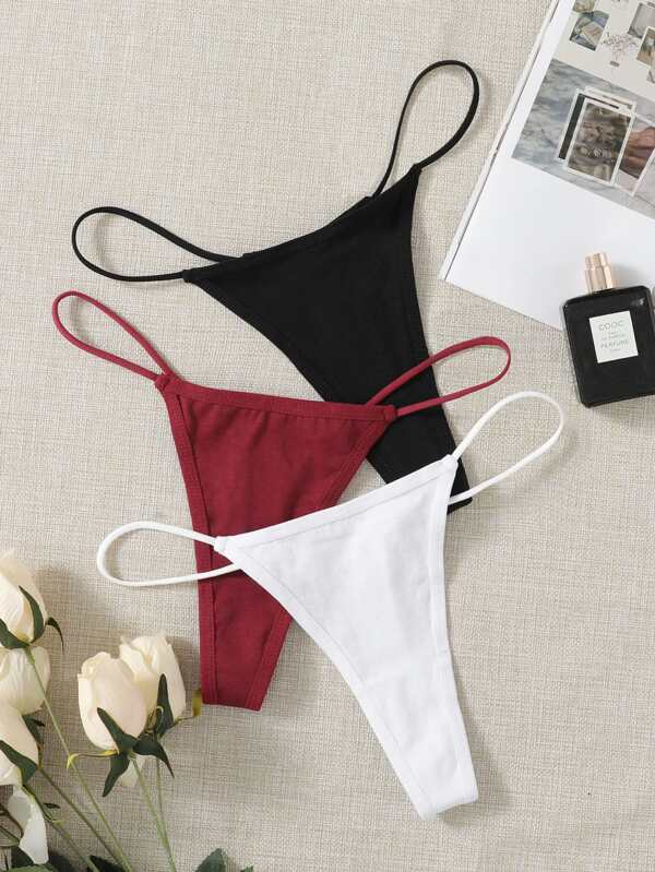 3packs Solid No Show Sexy G-String Set