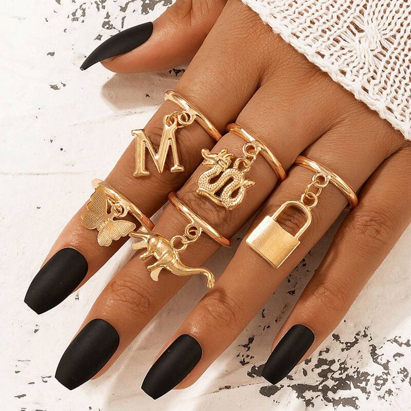 

5pcs Lock Decor Ring, Gold