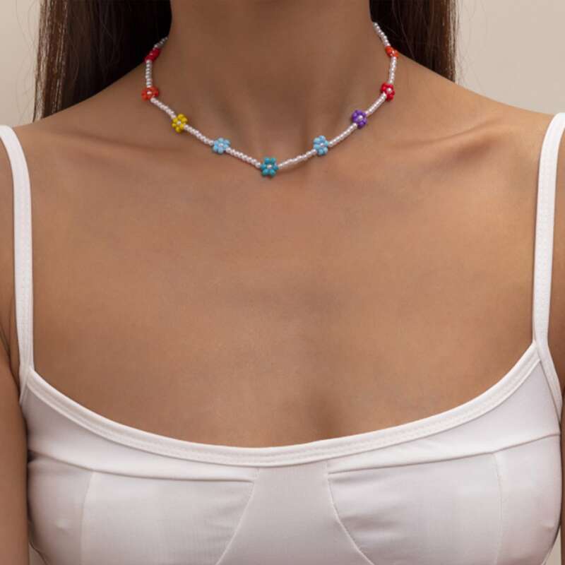 

Floral Beaded Necklace, Multicolor