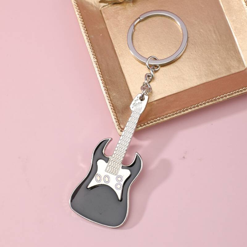 

Guitar Charm Keychain, Black