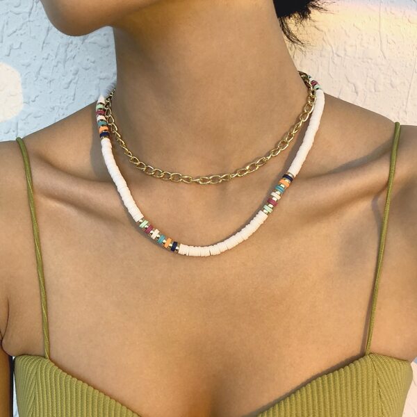 

Beaded Layered Necklace, White