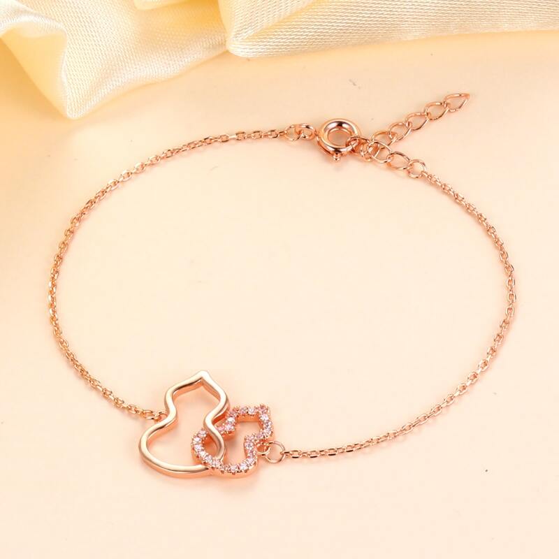 

Rhinestone Decor Gold Plated Bracelet, Rose gold