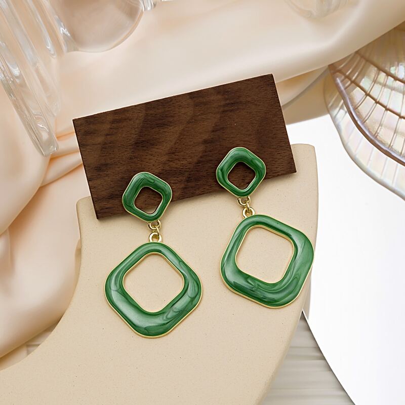 

Geo Charm Earrings, Green