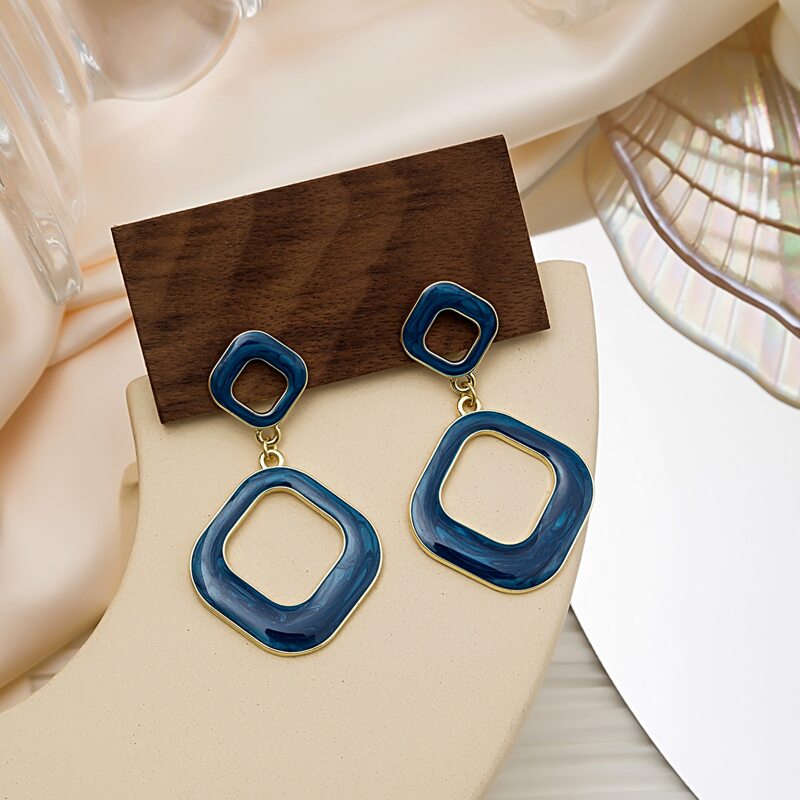 

Geo Charm Earrings, Navy blue