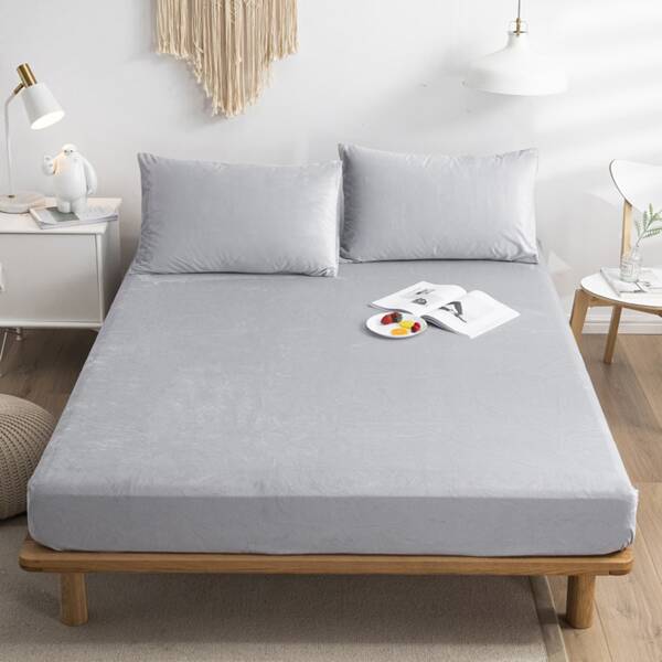 

Plain Fitted Sheet Sets Without Filler, Light grey