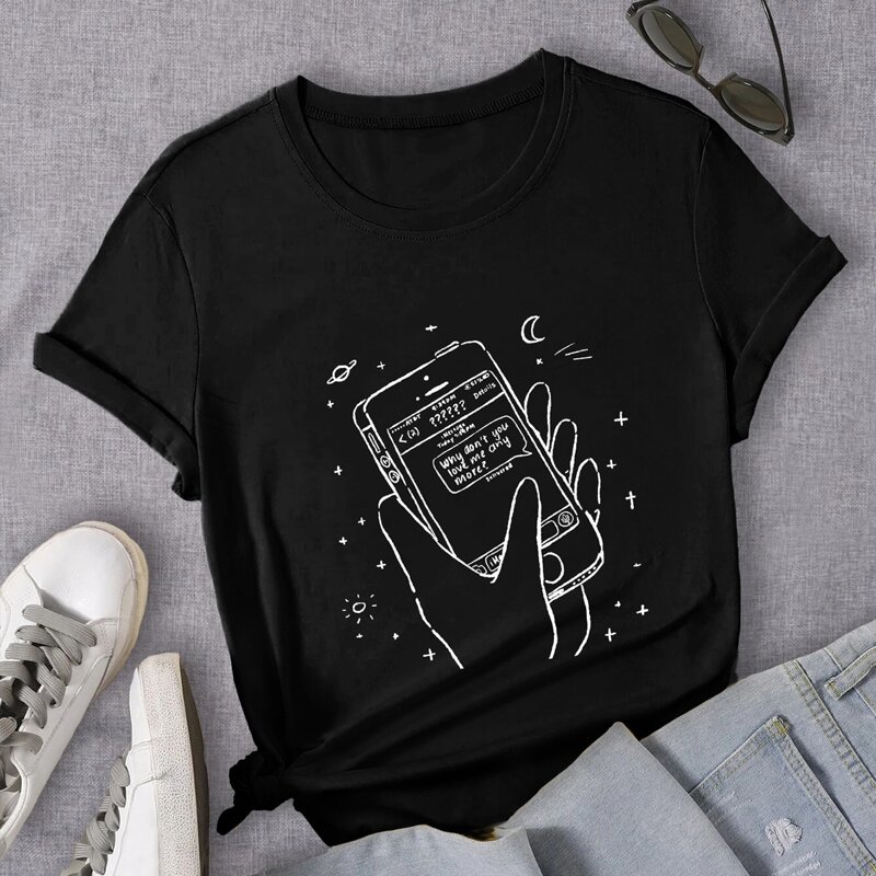 

Figure And Phone Print Tee, Black