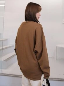 DAZY 摩托车和字母图案超大 T 恤，男女通用 - 棕色 - 查看 8