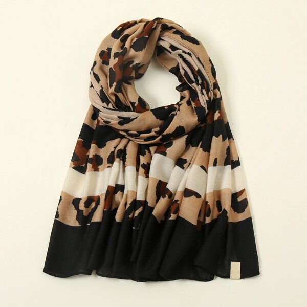 

Leopard Pattern Scarf, Brown