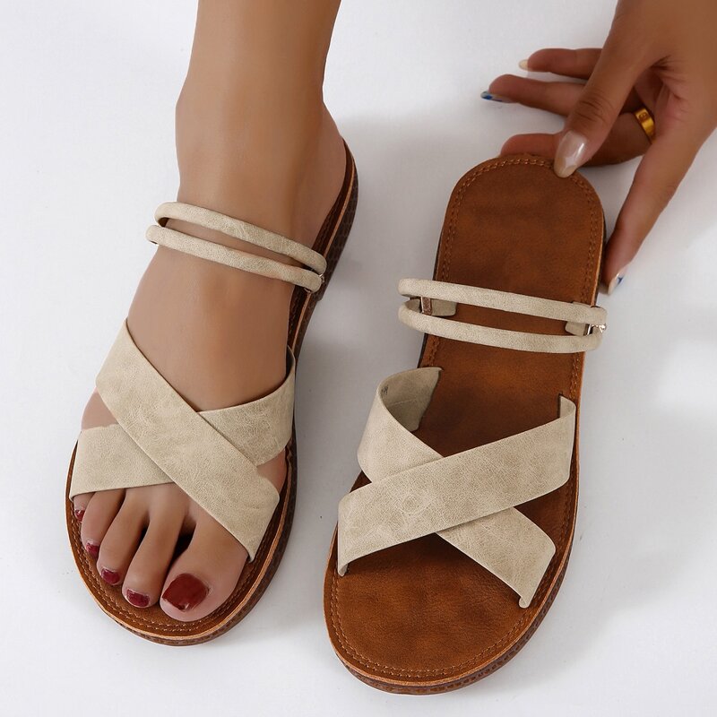 

Minimalist Two Way Wear Sandals, Beige
