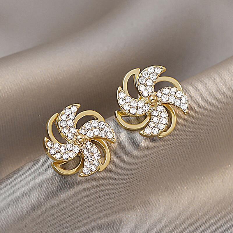 

Rhinestone Decor Earrings, Gold
