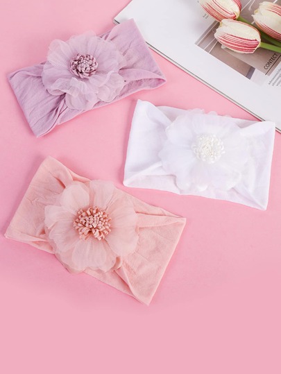 3pcs Toddler Girls Flower Decor Headband