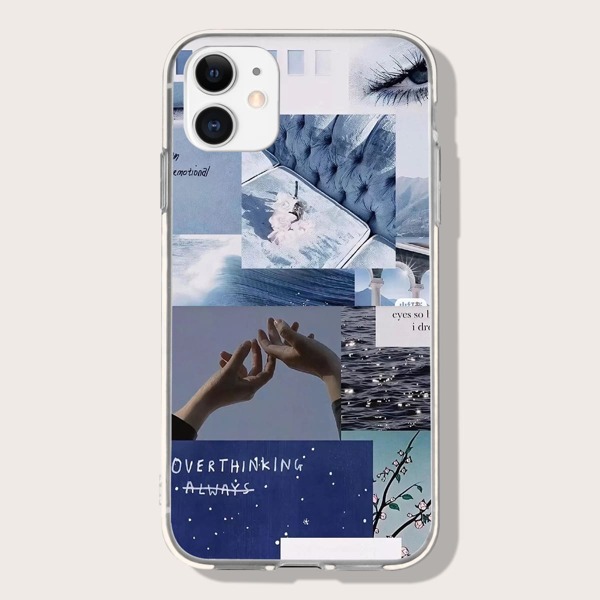 

Aesthetic Collage Phone Case, Blue
