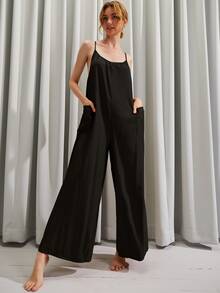 Pocket Side Tied Backless Wide Leg Cami Jumpsuit