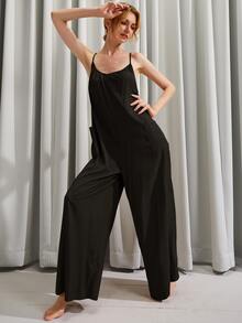 Pocket Side Tied Backless Wide Leg Cami Jumpsuit