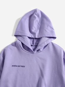 SHEIN Girls Letter Graphic Hoodie & Joggers - Lilac Purple - View 3