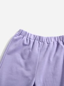 SHEIN Girls Letter Graphic Hoodie & Joggers - Lilac Purple - View 4