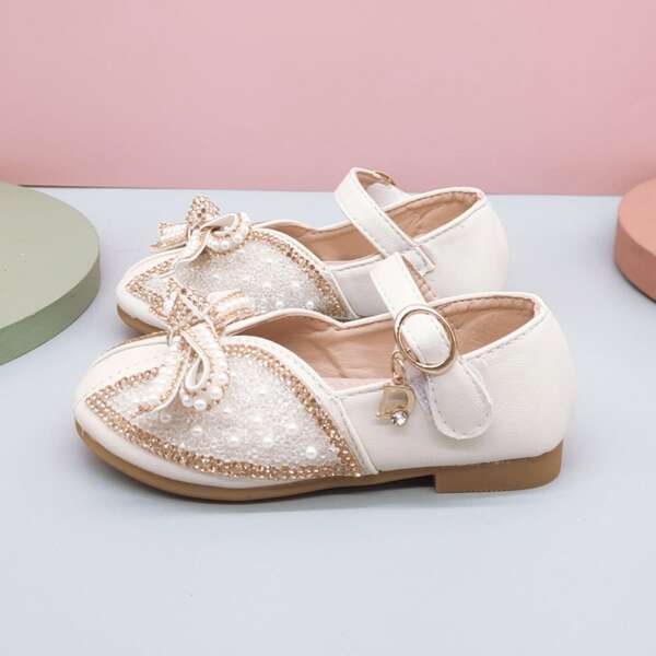 

Toddler Girls Bow Decor Mary Janes, Beige