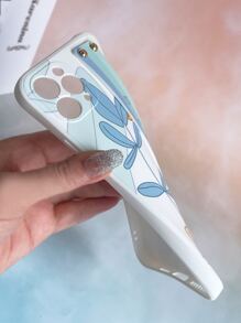 Leaf Painted Phone Case With Wristband Holder - Multicolor - View 6
