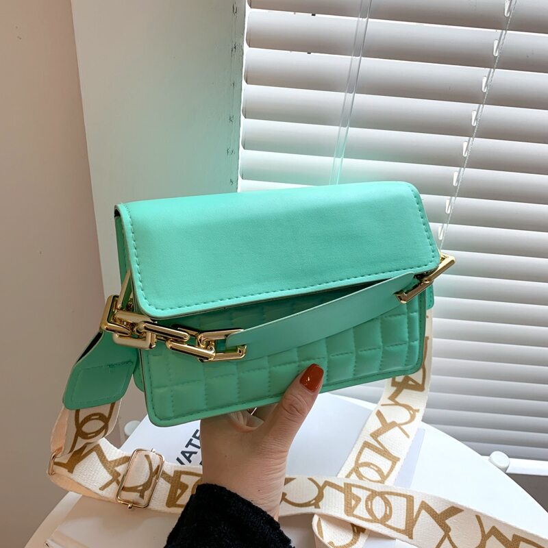 

Quilted Flap Crossbody Bag, Green