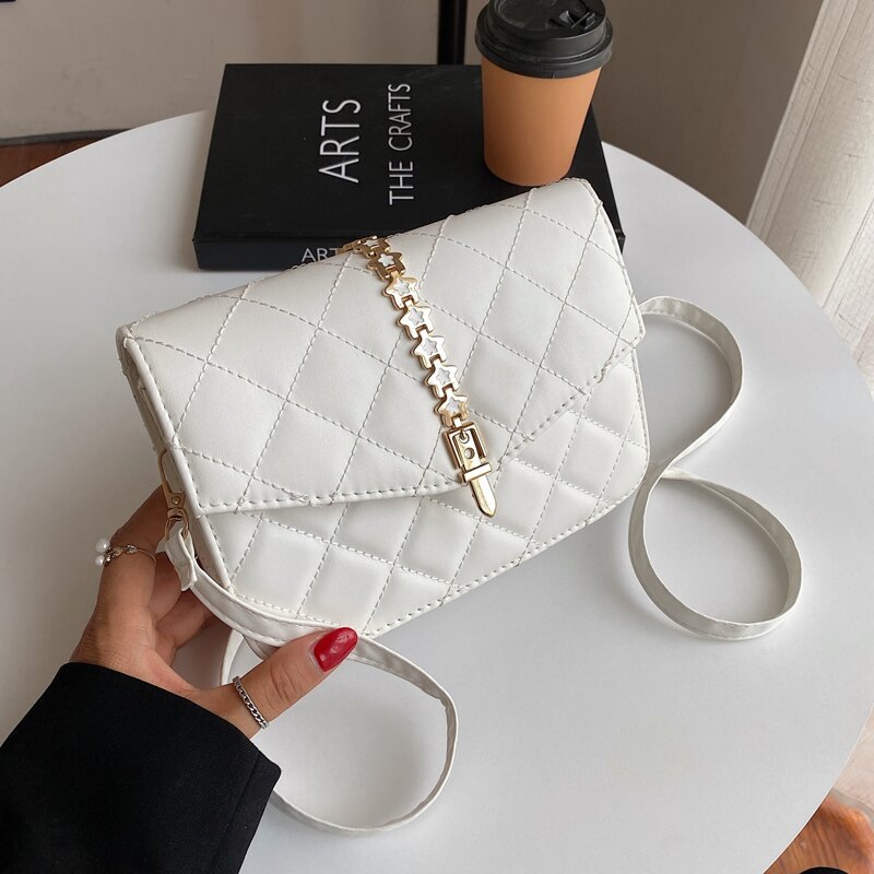 

Quilted Flap Crossbody Bag, White