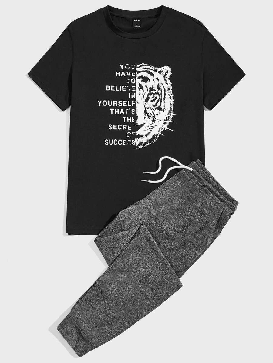 GENTILAND Bộ hai mảnh Nam Dây kéo Túi Thú vật Slogan Giải trí - Nhiều màu - Xem 1