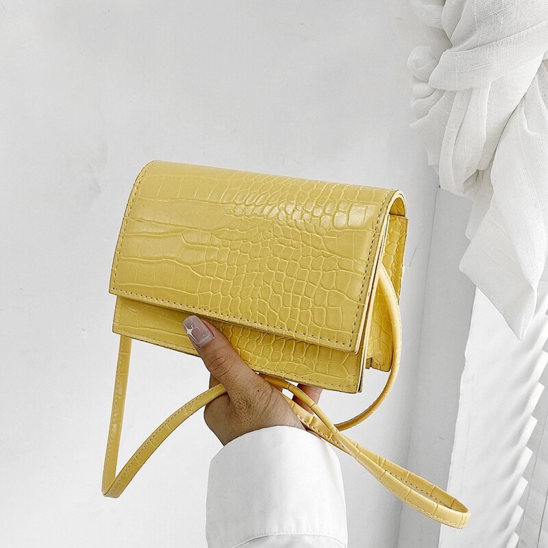 

Croc Embossed Flap Crossbody Bag, Yellow