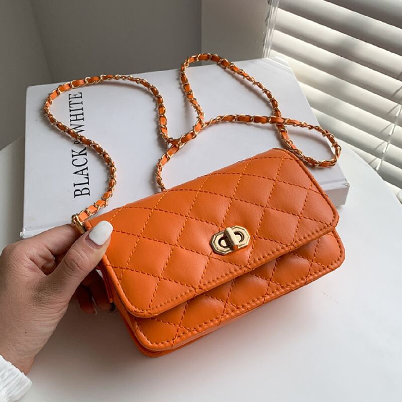 

Quilted Crossbody Bag, Orange
