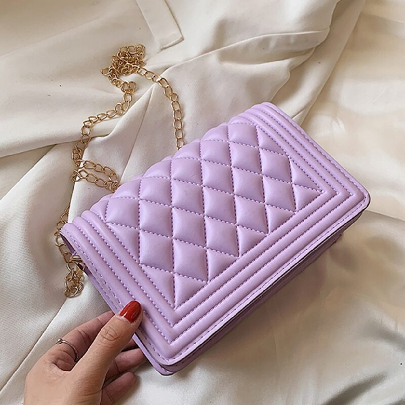 

Quilted Flap Crossbody Bag, Purple