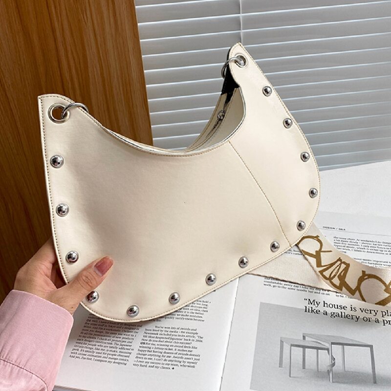 

Studded Decor Crossbody Bag, White