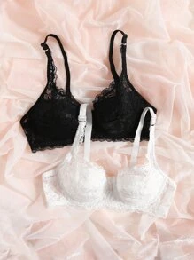 2 Packs Floral Lace Underwire Lingerie Bra Set