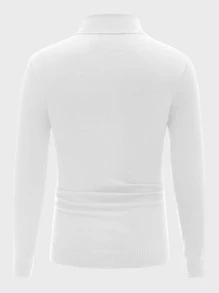 Manfinity VCAY 男士素色小高領套頭毛衣 - 白色 - 查看 2